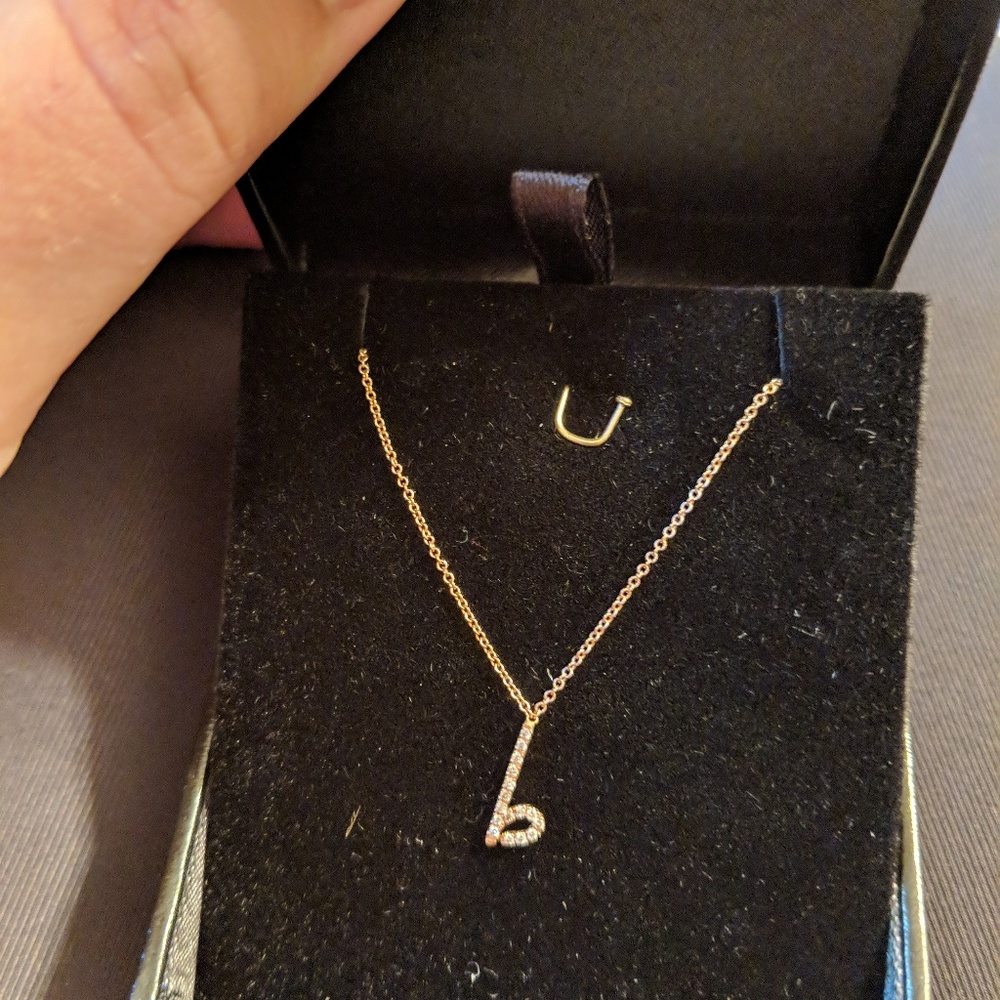 14k rose gold initial b necklace